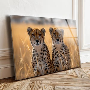 Cheetah Tempered Glass Wall Art: UV Print Animal Decor