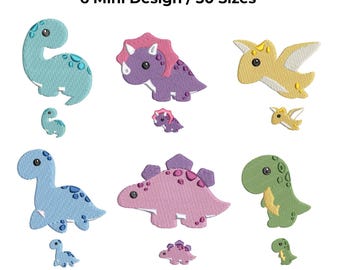 Cute Dinosaur Embroidery Design, Mini Baby Dinosaur Machine Embroidery, Dinosaur Set Design Cute Dino Mini Design Embroidery Files