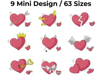 Cute Mini Heart Design Machine Embroidery Files (Digital Download) Machine Embroidery Design
