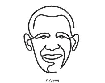 Barack Obama Embroidery Design, 4 Sizes, Instant Digital Download Machine Embroidery Files