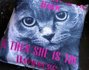 Cat Pillow ~ Rhiannon decorative pillow ~ stevie nicks style  ~ she is like a cat in the dark and then she is the darkness