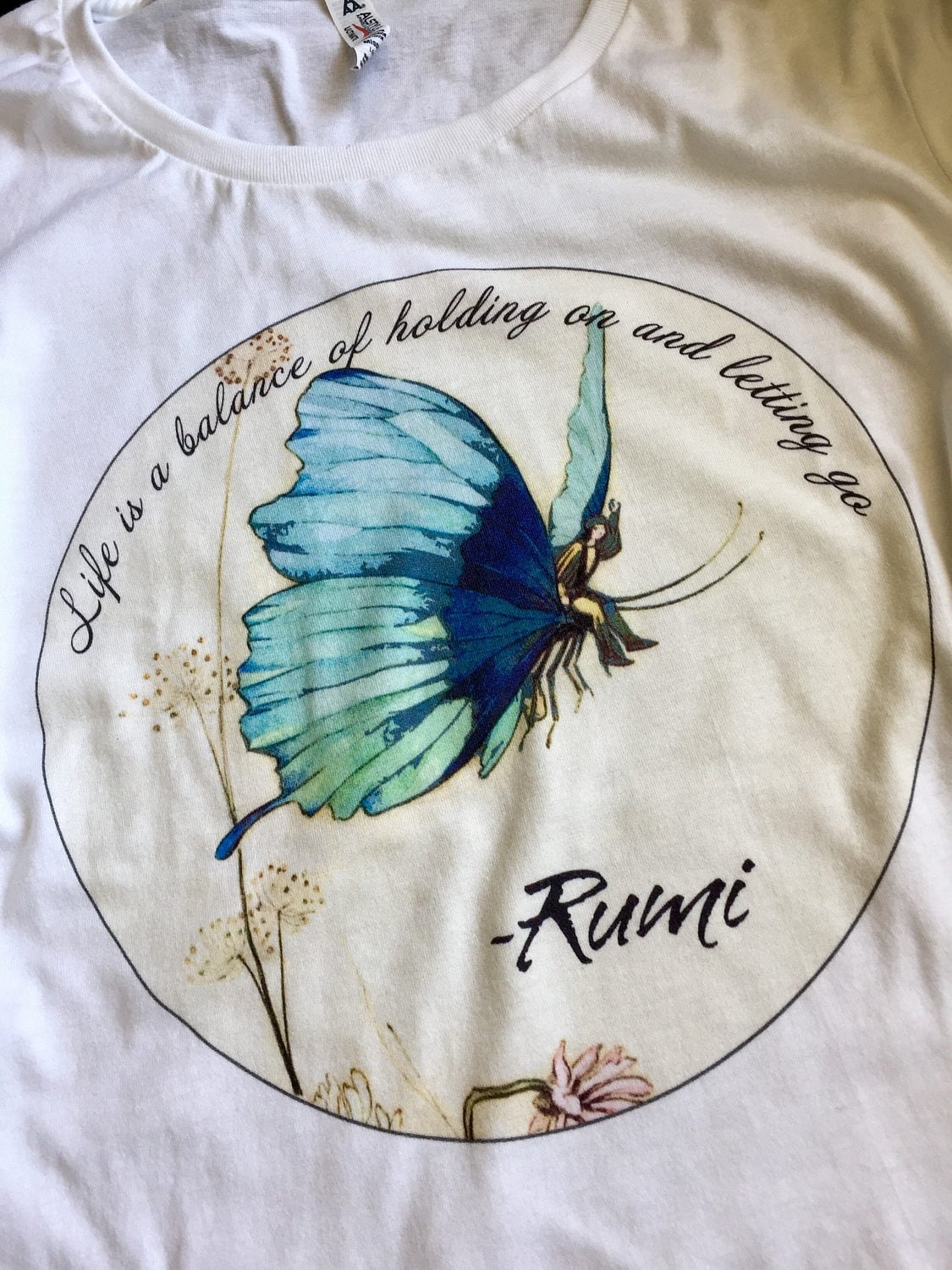 Rumi Quotes Fine Long Sleeve Womens T Shirt - Shine - White/Multi