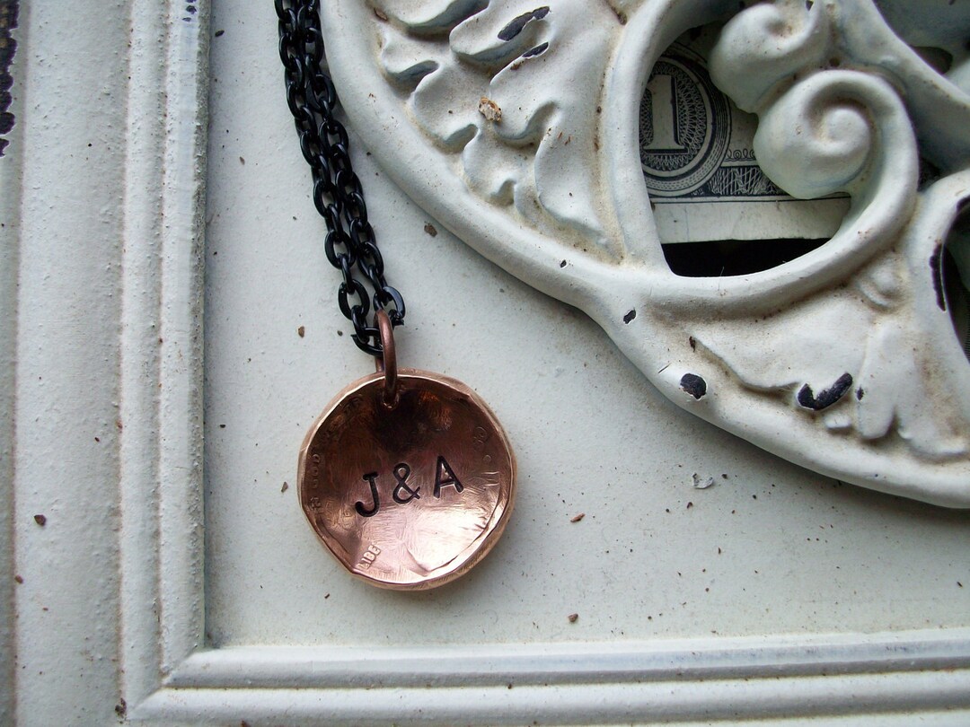 Copper Initial Necklace 