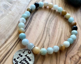 I have no fear I only have love ~ stone beads ~ stevie nicks style bracelet  ~ labrodite or amazonite or bronzite