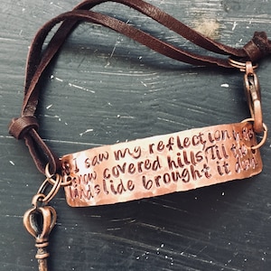 Landslide  ~ Copper BRACELET ~ stevie nicks style ~ metal stamped ~ I saw my reflection in the snow covered hills