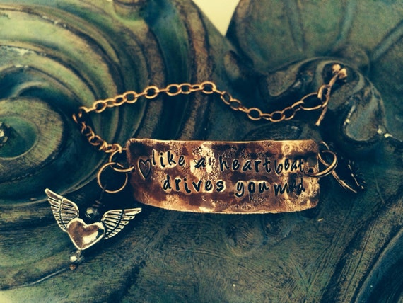 Quote ART DECO hand stamped Bracelet,Aluminum,engraved cuff,inspirational music cuff Fleetwood Mac~Stevie Nicks Dream Song~ Crystal Visions