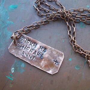 Copper my sun and stars Necklace ~ Hand Hammered Tag Necklace ~ old world Thrones style