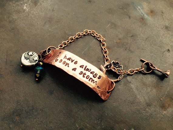 Quote ART DECO hand stamped Bracelet,Aluminum,engraved cuff,inspirational music cuff Fleetwood Mac~Stevie Nicks Dream Song~ Crystal Visions