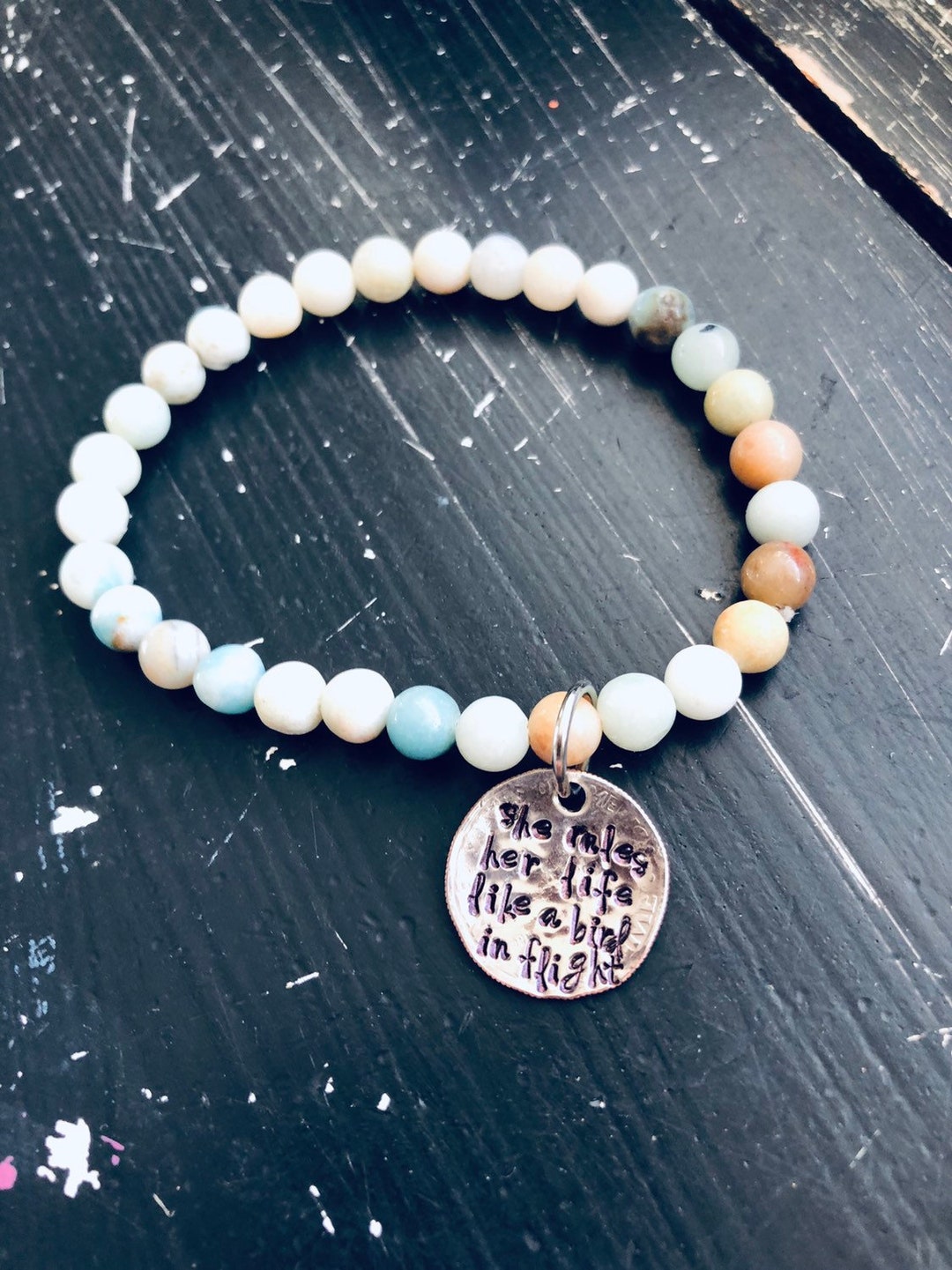She Rules Her Life Like a Bird in Flight Stone Beads - Etsy