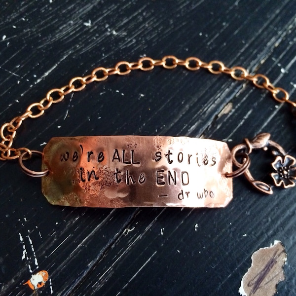 Rustic Stories Bracelet or Necklace~  Hand Hammered copper ~ customize with your words ~ metal stamped