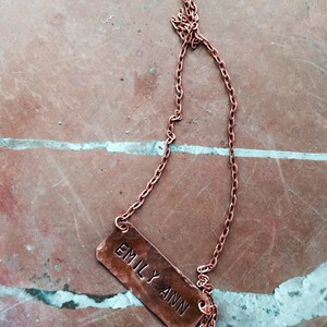 Itty bitty tiny nameplate copper necklace personalized with your choice of word