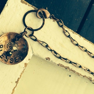 BLESSED  Copper Bracelet Hand Hammered Penny Bracelet religious grateful