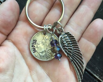 Personalized memorial coin key chain ~ guardian angel ~ mom or grandma ~ loved ones remembrance