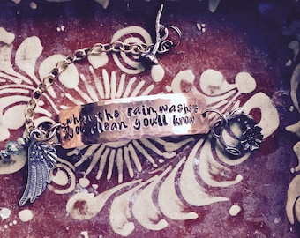 Dreams ~Hand Hammered Copper BRACELET ~ stevie nicks style ~ metal stamped ~ customize With YOUR words or name