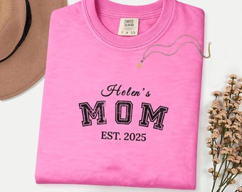 Camiseta personalizada de mamá de Comfort Colors (2025), atuendo para revelar el embarazo, conjunto familiar a juego