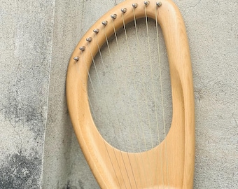Buchenholz Lyra Harfe Pentatonic Design Musikinstrument Handgefertigte 10 String Lyra Harfe Mit Gratis Tuning Key Bag und Extra Saiten