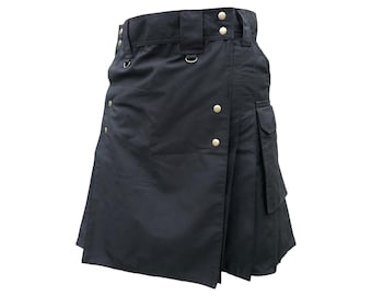 Schotse zwarte tactische kilt vintage mode handgemaakte tactische kilt voor heren
