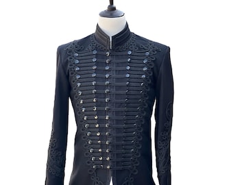Napoleonic Black Wool Military Jacket Uniform Tunic pelisse Handmade jacket Steampunk Military Jacket Available in 24+ Colors