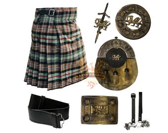 Scottish Vintage 7 Pcs Kilt Outfit Handmade Traditional Kilt Set For Men's Available in 40+ Clan Tartans