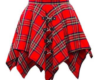 Falda escocesa Pixie Kilt de las Tierras Altas, hecha a mano, de doble capa, tradicional, tartán, disponible en más de 50 tartanes de clan para mujer.