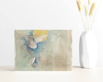 Buy 4 Cards, Get a 5th Free "Peace Dove" Greeting Card w/ Envelope, 5x7 Bird Art Card, Blank Inside
