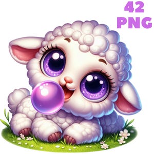 42 PNG mignon bébé agneau Clipart, animaux mignons, clipart agneau, lot d'animaux, illustrations, téléchargement immédiat pour un usage commercial