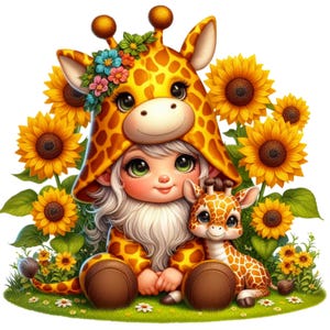 34 gnomes avec des animaux PNG, gnomes mignons, clipart animaux, lot de nain, nain de printemps, illustrations, téléchargement immédiat pour usage commercial