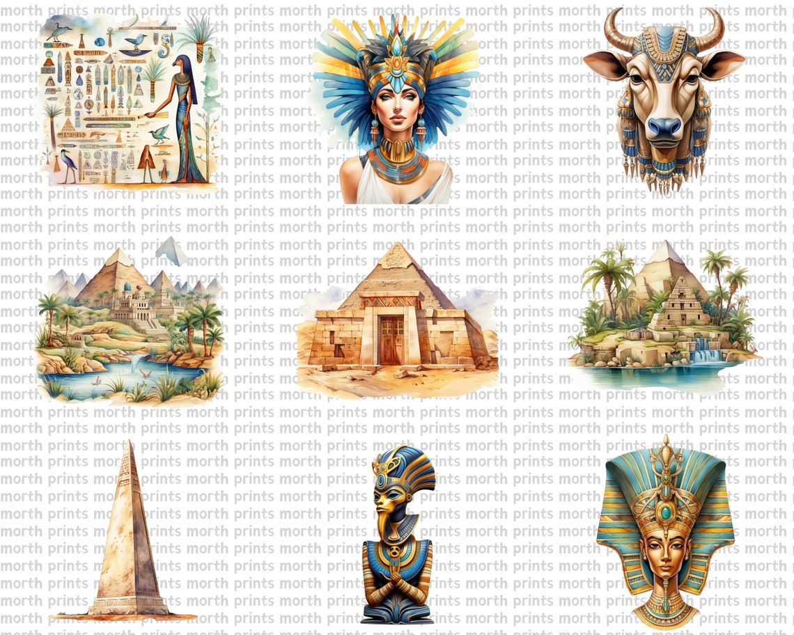 Watercolor Ancient Egypt Clipart PNG, Pharaohs, Pyramids & Sphinx ...
