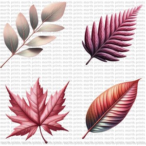 Pink Leaf Clipart PNG, Soft Watercolor Botanical Illustrations for ...
