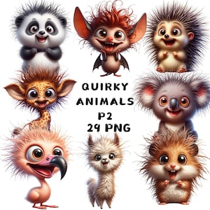 Watercolor Quirky Animals Clipart: Silly Animal PNG Bundle (Digital Download)