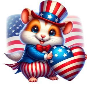 29 PNG patriottische hamster clipart, patriottisch, USA clipart bundel, 4 juli, hamster, illustraties, Instant Download voor commercieel gebruik