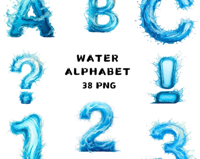 Water Alphabet Clipart, Water Splash Alphabet Vector Png Svg Eps Ai ...