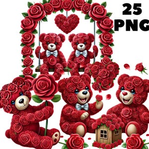 25 PNG Clipart orsacchiotto di San Valentino, Clipart di San Valentino, Orsacchiotto PNG, Illustrazioni di orsacchiotti carini, Download immediato per uso commerciale
