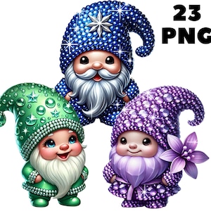 23 PNG Diamond Gnome Clipart, schattige kabouter, roze kabouter, kabouter png, blauwe kabouter png, illustraties, Instant Download voor commercieel gebruik