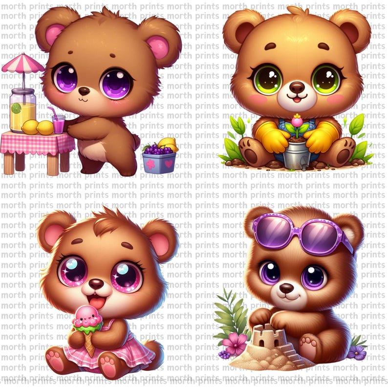 Spring Bears Background Spring Bear Clipart PNG, Teddy Bears With Flowers, Bows & Eggs, 29 ...