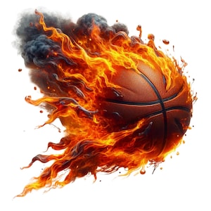 20 PNG Fire Basketball Clipart, Clipart acquerello, Poster di basket, Clipart di palla, Illustrazioni, Download immediato per uso commerciale
