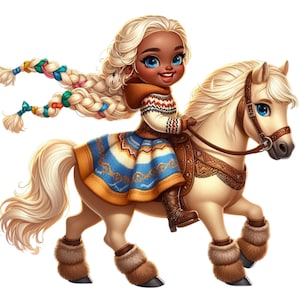 14 PNG Chibi Girls With Horses Clipart, Cavalo Clipart, Chibi Bundle, Chibi Clipart, Ilustrações, Download instantâneo para uso comercial
