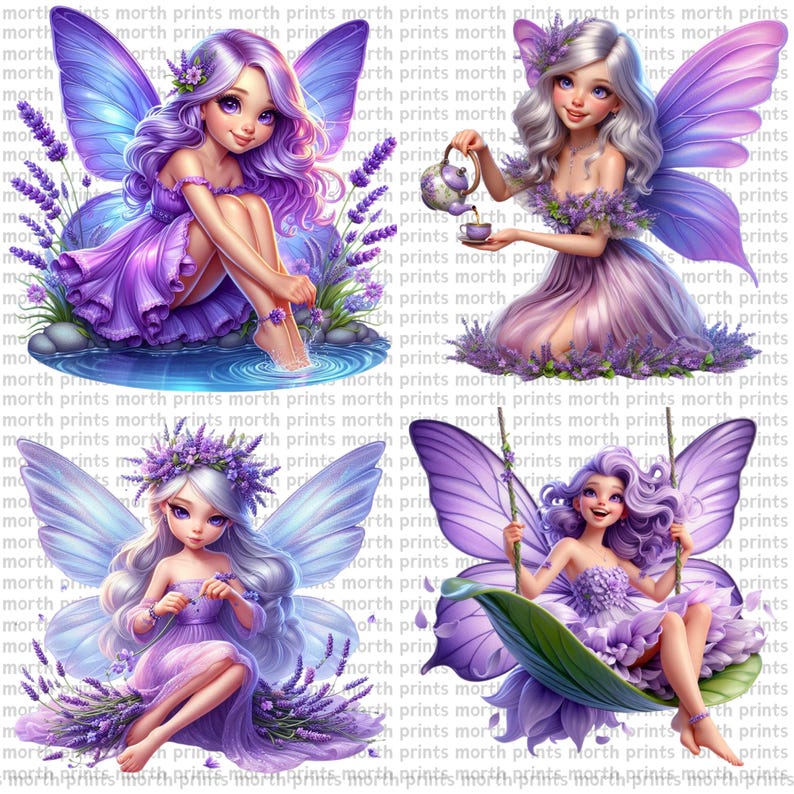 Lavender Fairy Clipart PNG, Purple Petal Wings & Florals, 42 PNG Files ...
