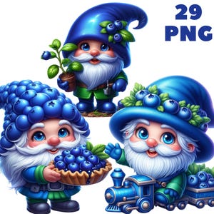 Blueberry Gnome Clipart: 29 PNG Illustrations (Commercial Use)