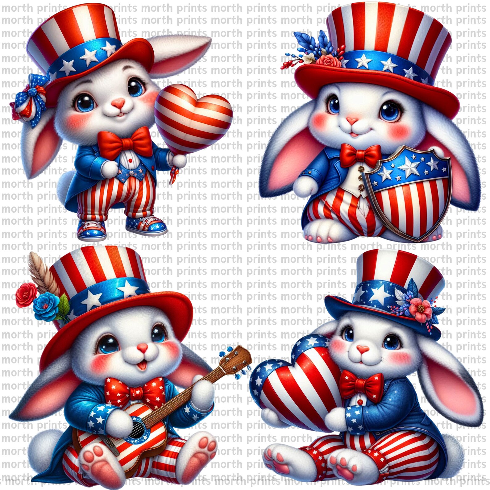 July 1st Rabbit Rabbit Patriotic Rabbit Clipart PNG, USA 4th of July Bunny With Flag ...