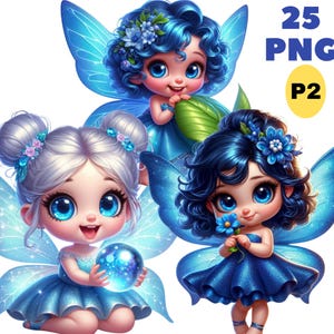 25 PNG schattige blauwe fee (p2) clipart, Fairy Graphics, schattige bosfee, Fairy png, illustraties, Instant Download voor commercieel gebruik