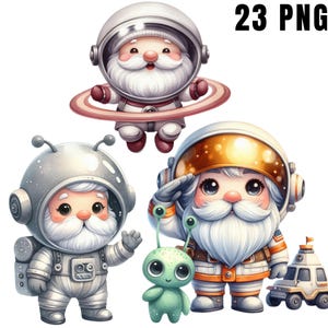 Astronaut Gnome Clipart, niedlichen Weltraum Gnome im Helm, Galaxy und Rakete Gnome Bundle, Planet und Stern Themen Gnome Art, Instant Download