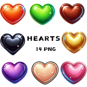 14 PNG Corazones Clipart, Corazón lindo, Clipart de San Valentín, Amor png, Corazón rosa, Corazón rojo, Ilustraciones, Descarga instantánea para uso comercial