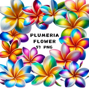 57 PNG Plumeria Flower Clipart, Fiori estivi, Plumeria primaverile, Fiori tropicali, Illustrazioni, Download immediato per uso commerciale