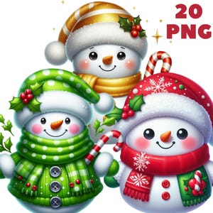 20 PNG Carino Pupazzo di neve P2 Clipart, Collezione png Pupazzo di neve, Clipart di Natale, Illustrazioni, Download immediato per uso commerciale