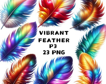 Levande fjäderclipart, färgglada akvarellfjädrar PNG, boho hantverksklistermärken och scrapbook-grafik, utskrivbar naturkonst, kommersiellt bruk