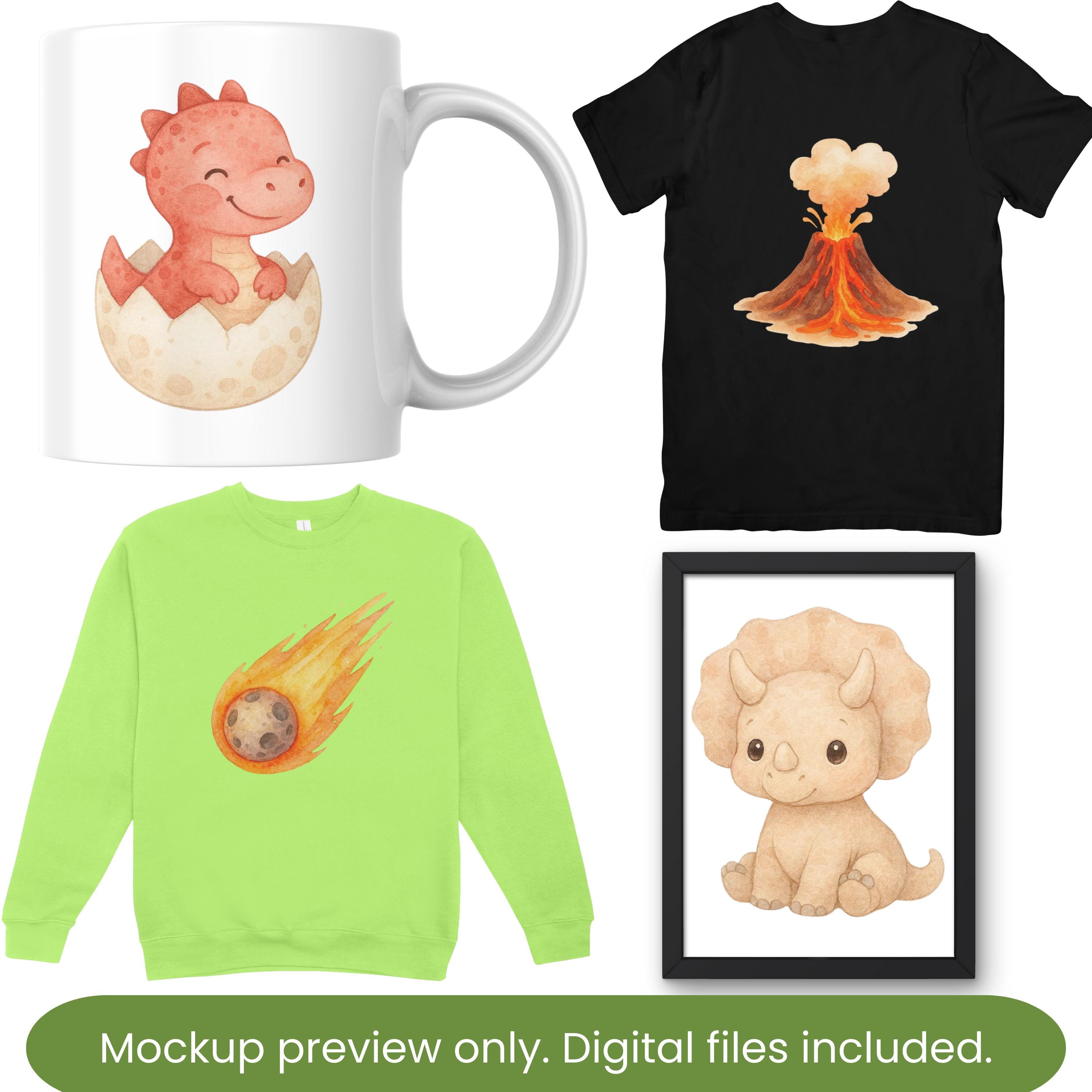 Baby Dinosaur Clipart Bundle, Cute Watercolor Dino PNG, Nursery, Baby ...
