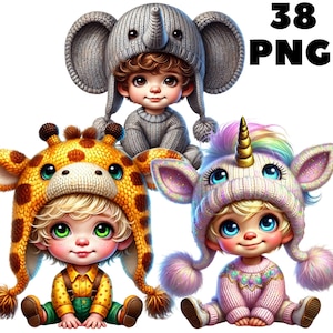 38 PNG süße Jungen in Kostümen Clipart, Tiere Clipart, süße Jungen, süße Tiere, Babys, Illustrationen, Sofort Download für kommerzielle Nutzung