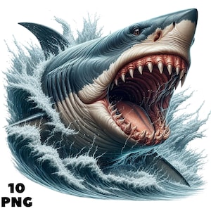 10 PNG, Clipart squalo, Grafica squalo, Clipart squalo Illustrazione PNG, PNG trasparente, Download digitale, Creazione di carte, Uso commerciale