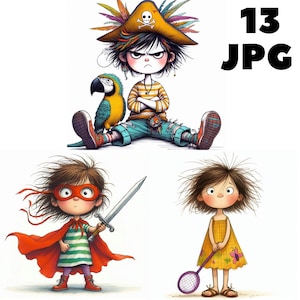 13 cliparts bébés originaux JPG, enfants heureux, enfants mignons, clipart Jpg, clipart bébé, illustrations, téléchargement immédiat pour usage commercial